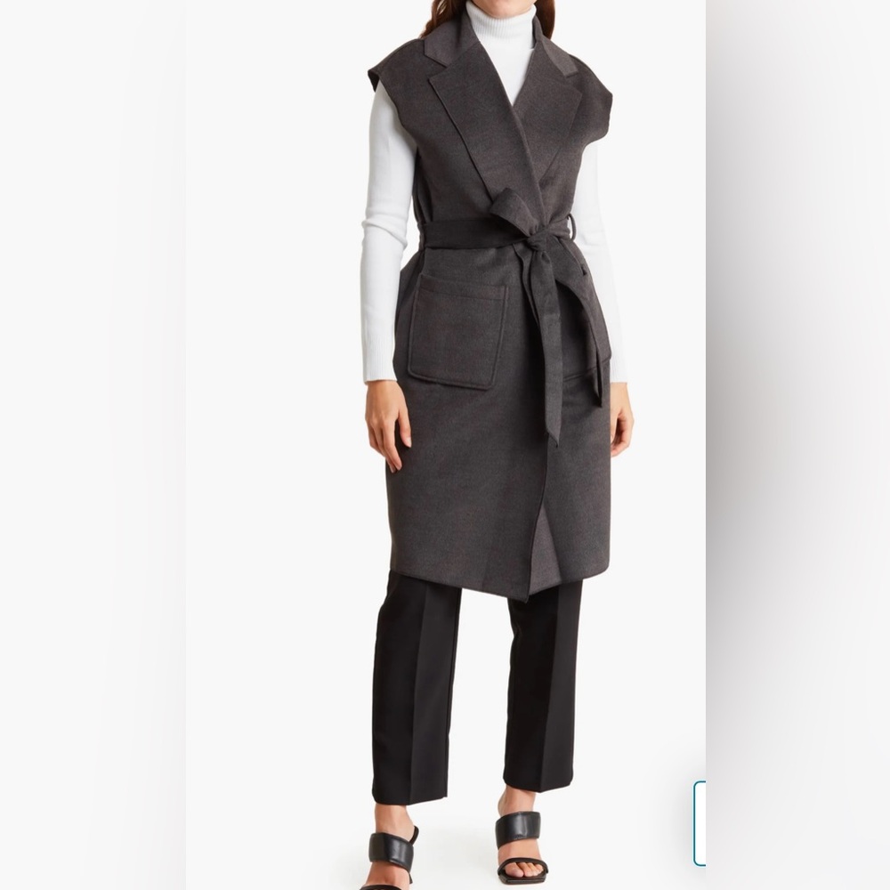 MELLODAY Gray Draped Vest with Wide Lapels